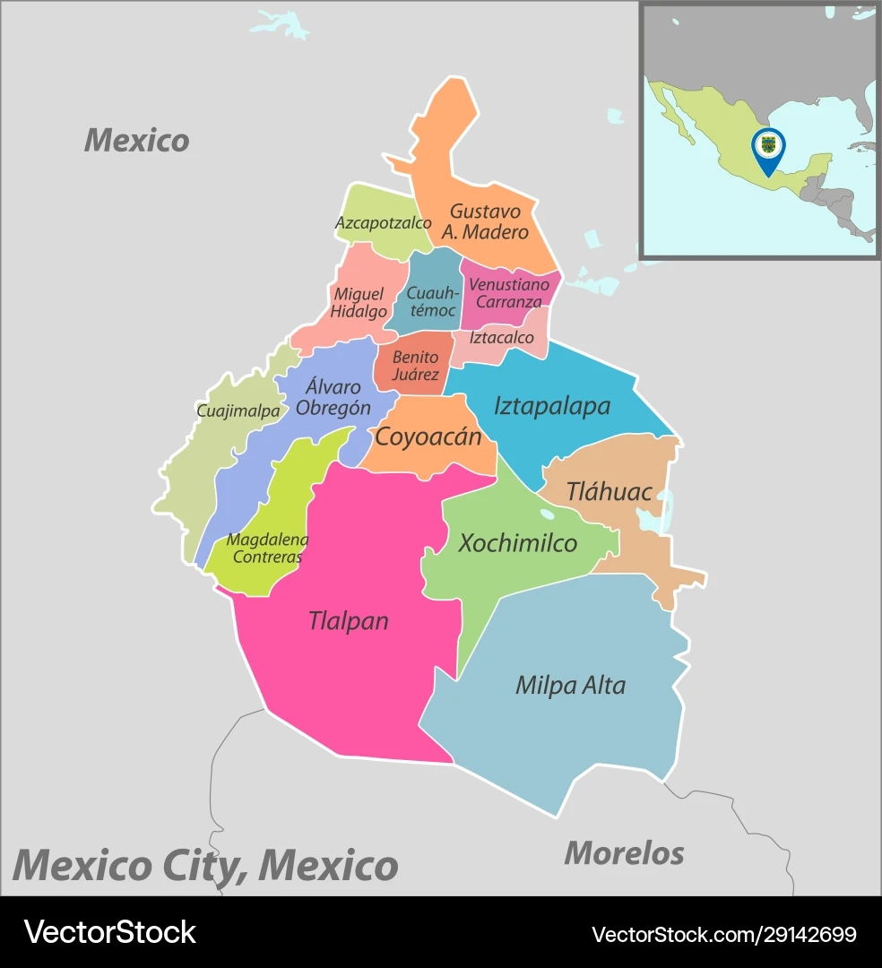 Mexico City Map 29142699 Royalty Free Vector VectorStock