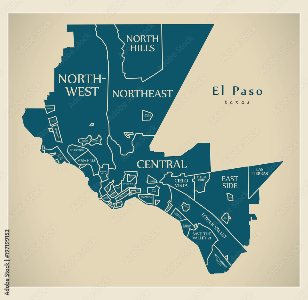 Modern City Map El Paso Texas City Of The USA With Neighborhoods And Titles Stock Vector Adobe Stock Modern City Map El Paso Texas City Of The USA With Neighborhoods And Titles Stock Vector Adobe Stock