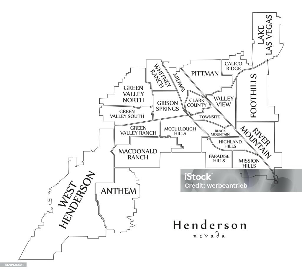 Modern City Map Henderson Nevada City Of The Usa With Neighborhoods And Titles Outline Map Stock Illustration Download Image Now IStock