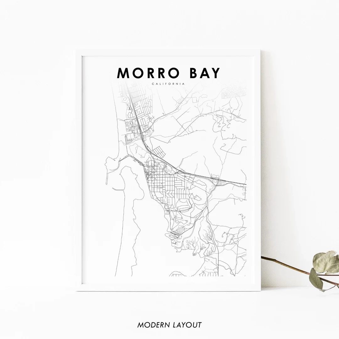 Morro Bay CA Map Print California USA Map Art Poster San Luis Obispo Street Road Map Print Nursery Room Wall Office Decor Printable Map Etsy