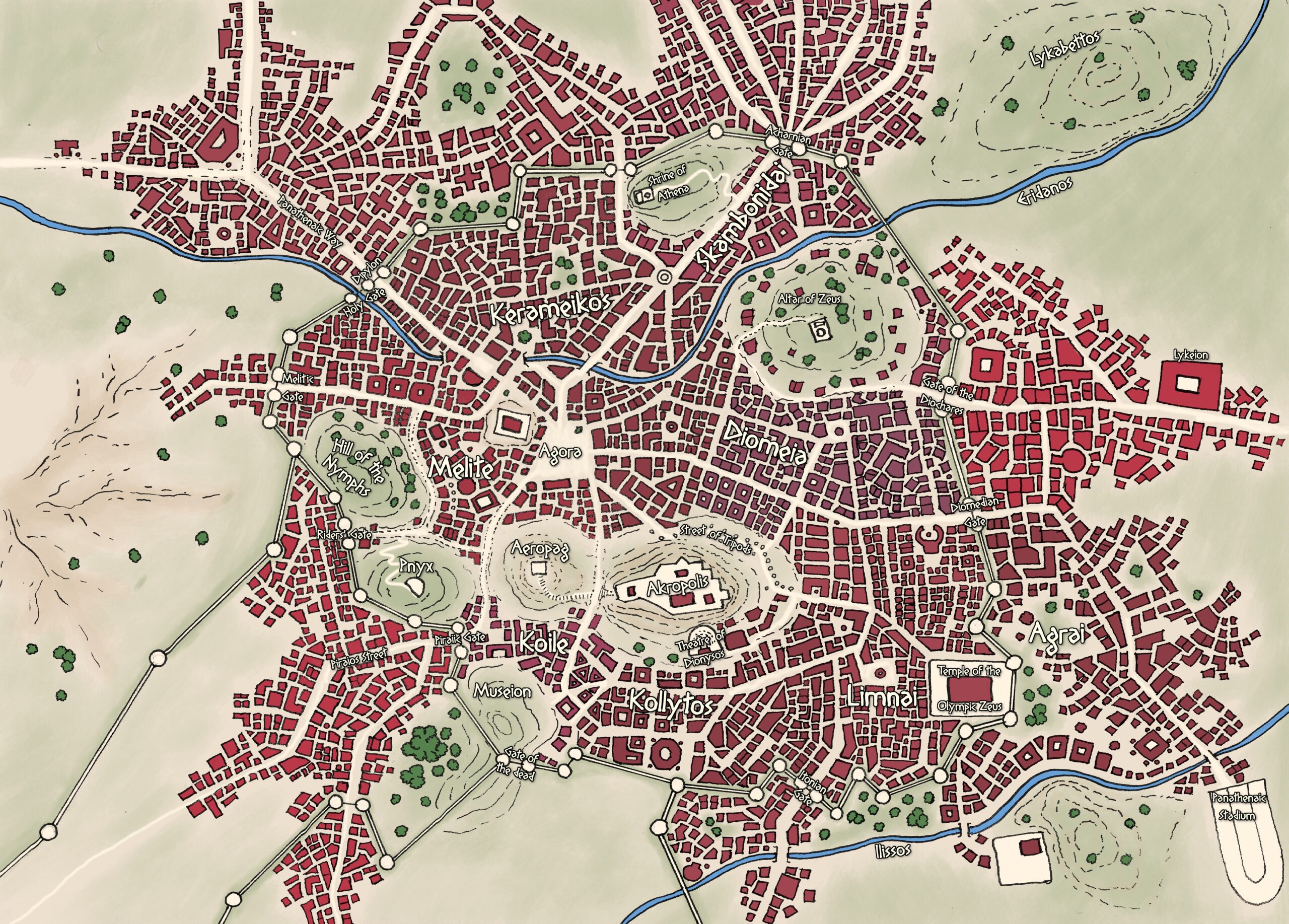 My Map Of Ancient Athens For My Hellenic 5e Campaign R TherosDMs My Map Of Ancient Athens For My Hellenic 5e Campaign R TherosDMs