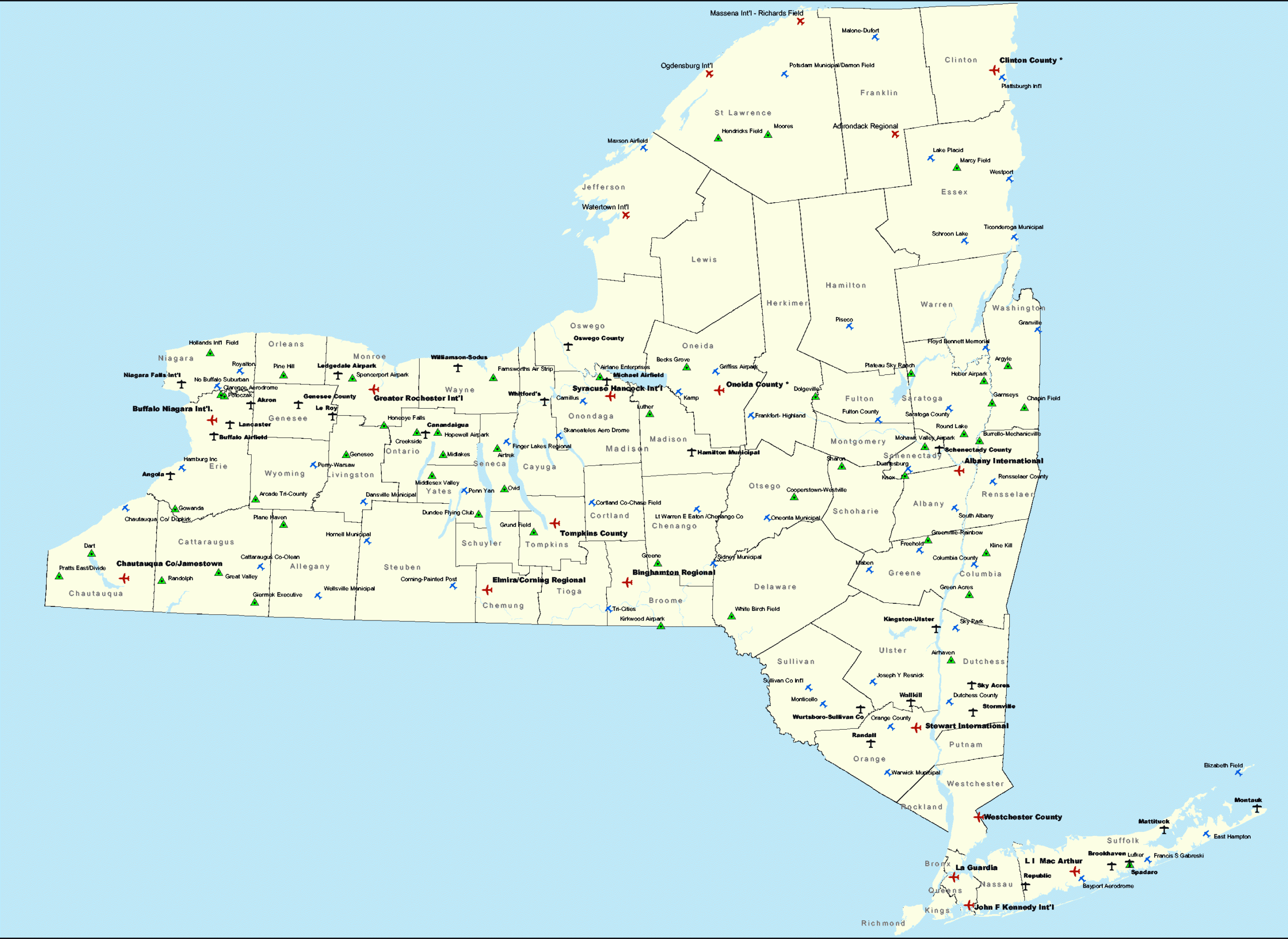 New York State Airports Map New York State Airports Map