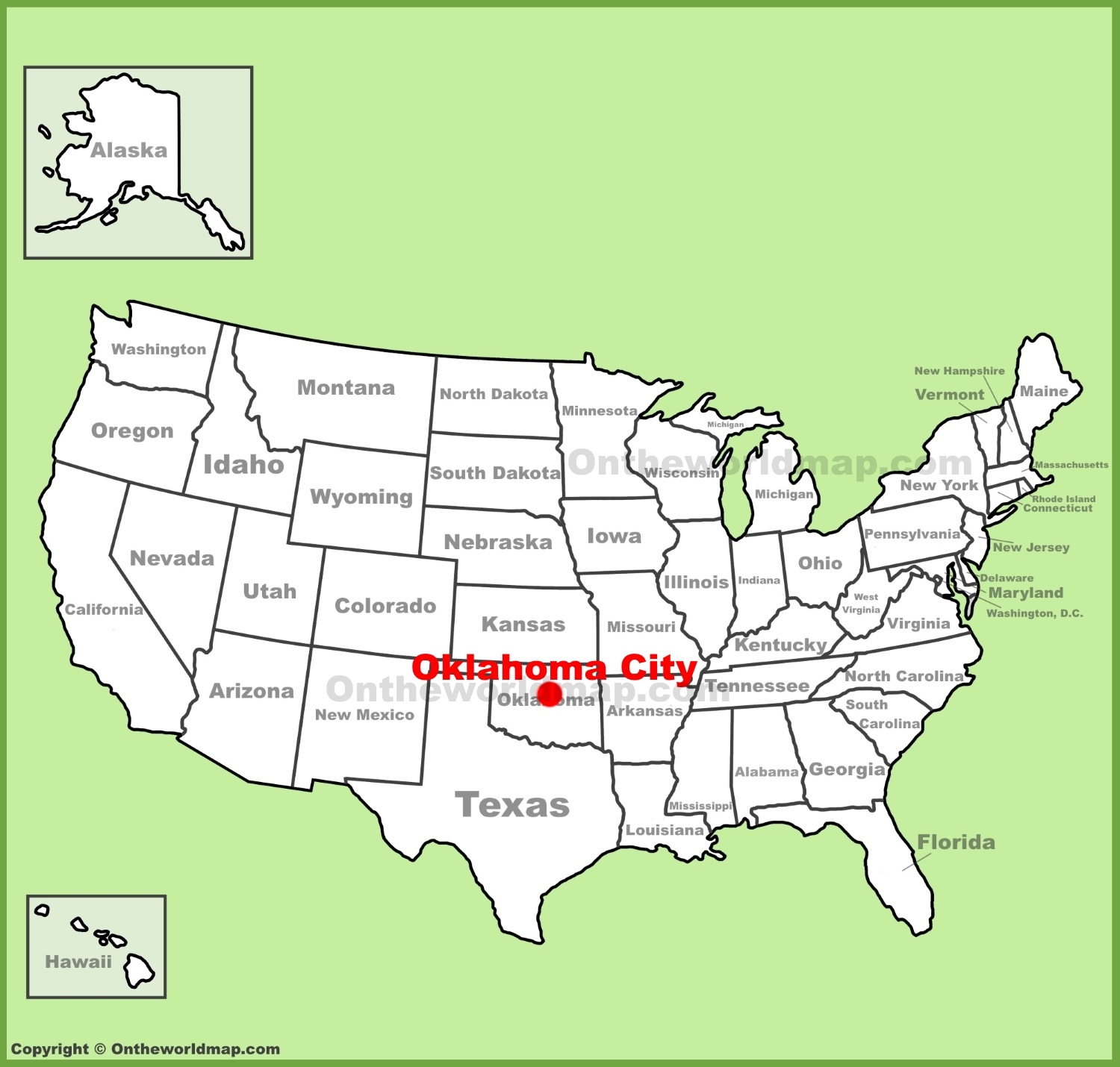 Oklahoma City Location On The U S Map Ontheworldmap Oklahoma City Location On The U S Map Ontheworldmap
