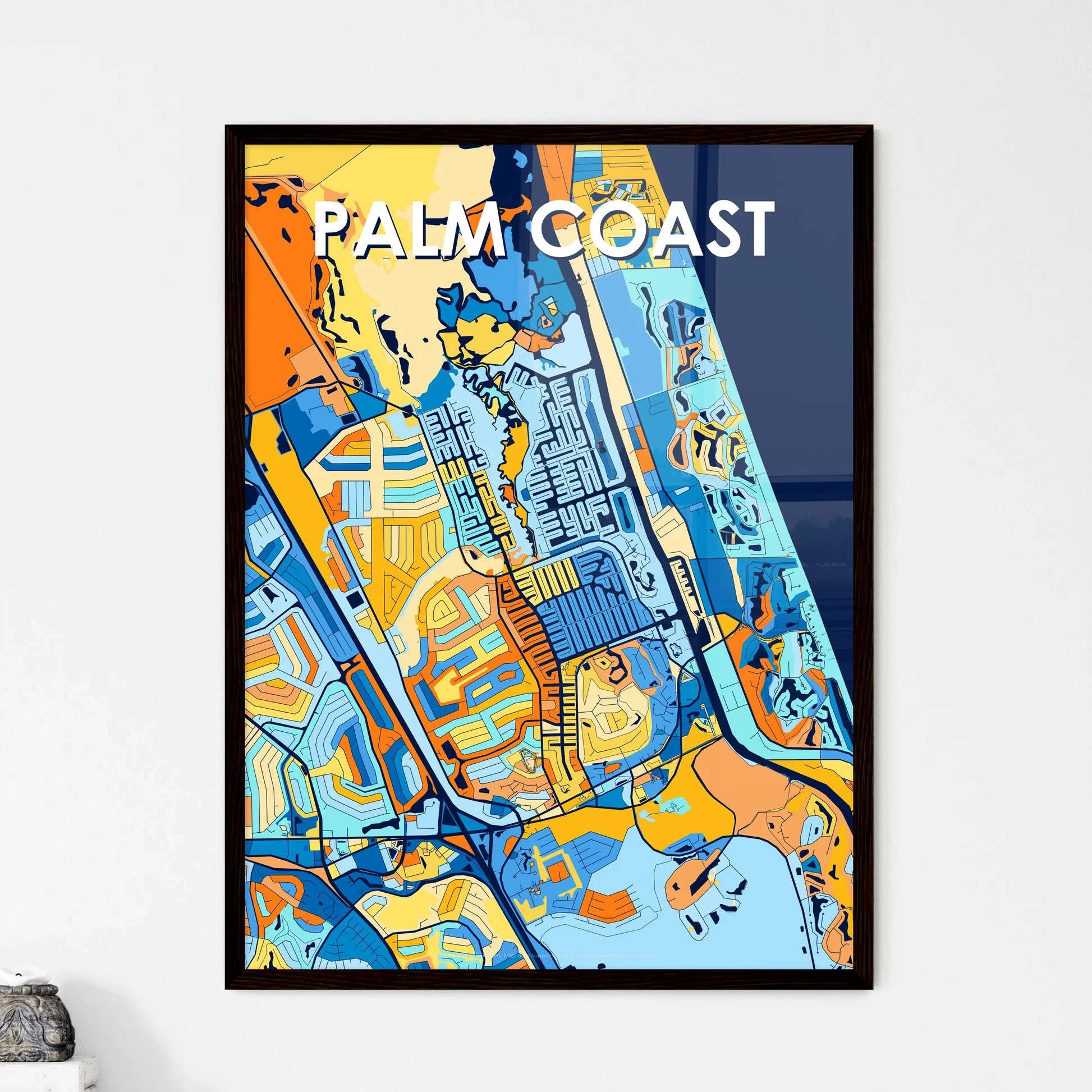 Palm Coast Florida Vibrant Map Poster HEBSTREIT