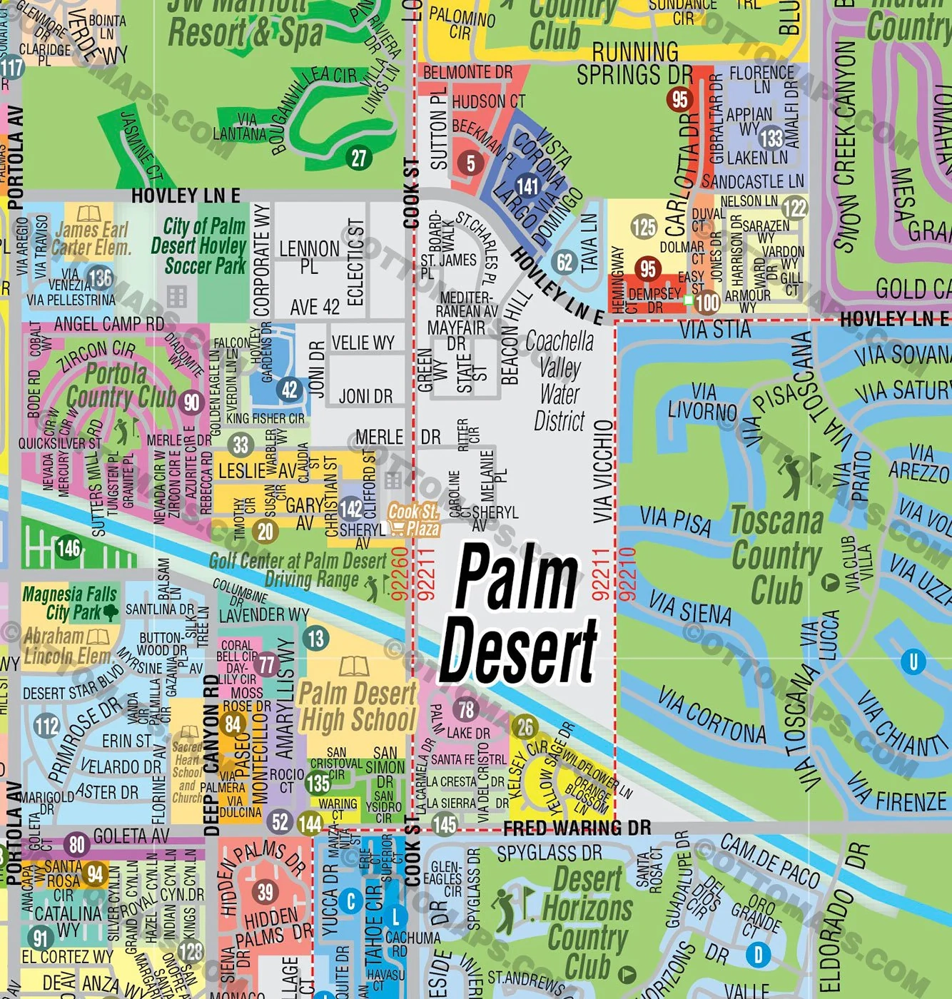 Palm Desert Map With Indian Wells Riverside County CA FILES PDF Otto Maps