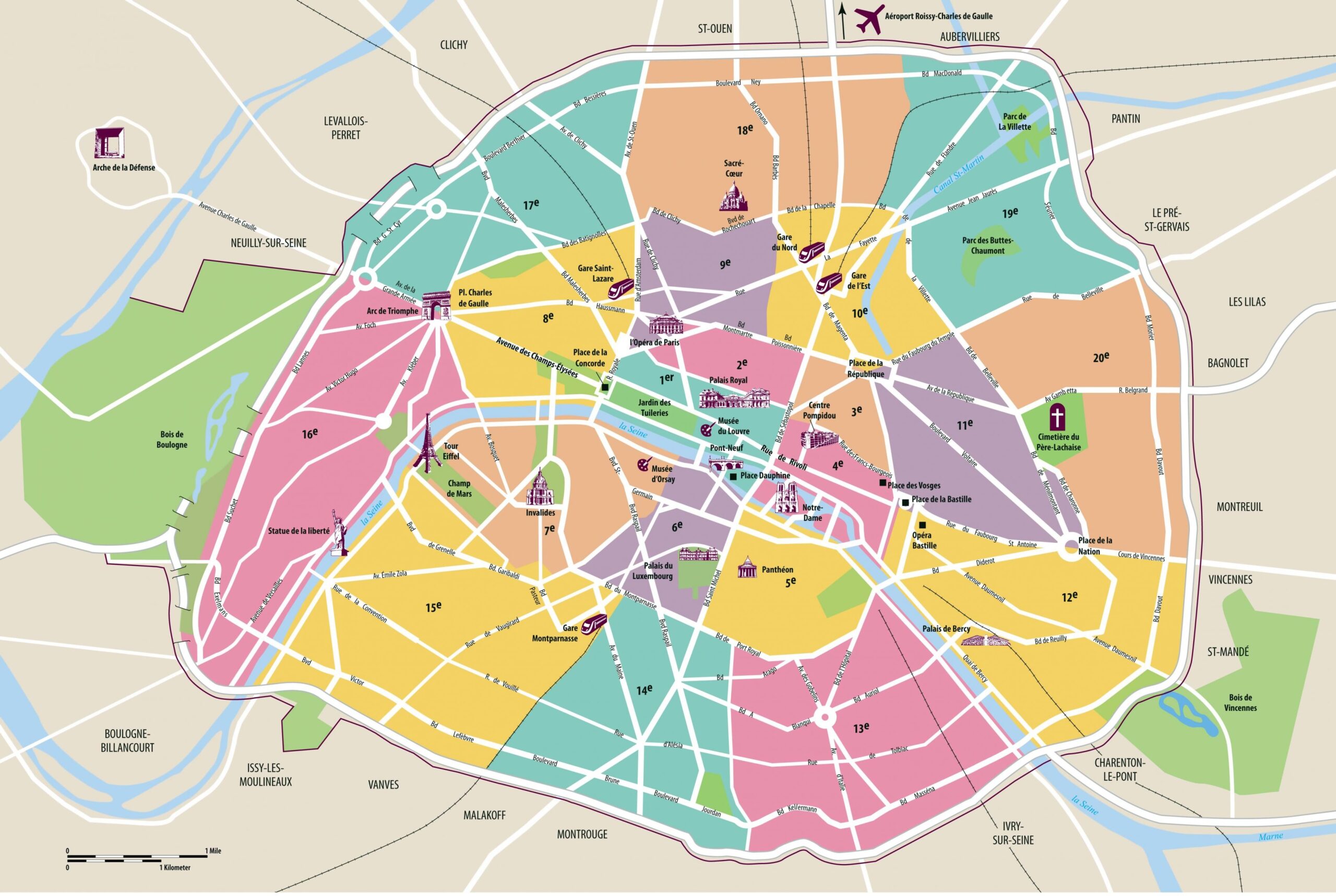city map of paris france