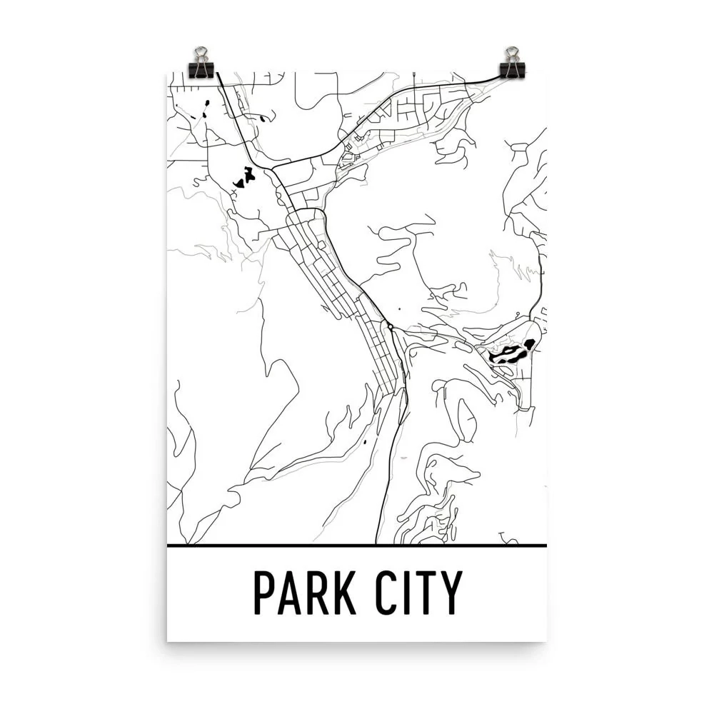 Park City UT Street Map Poster Wall Print By Modern Map Art Park City UT Street Map Poster Wall Print By Modern Map Art