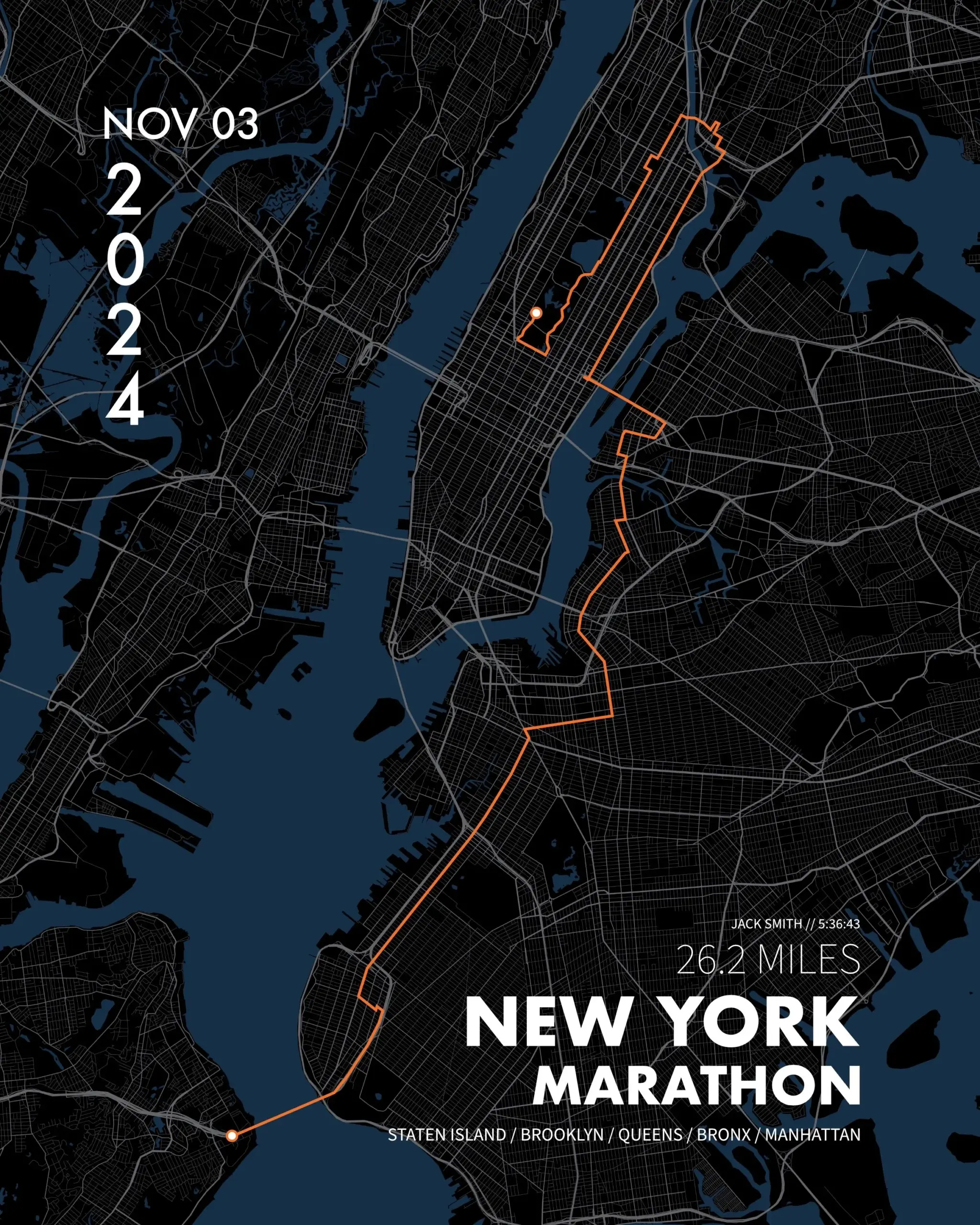 Personalized New York City Marathon Map Art Print Runner Gift Etsy Israel