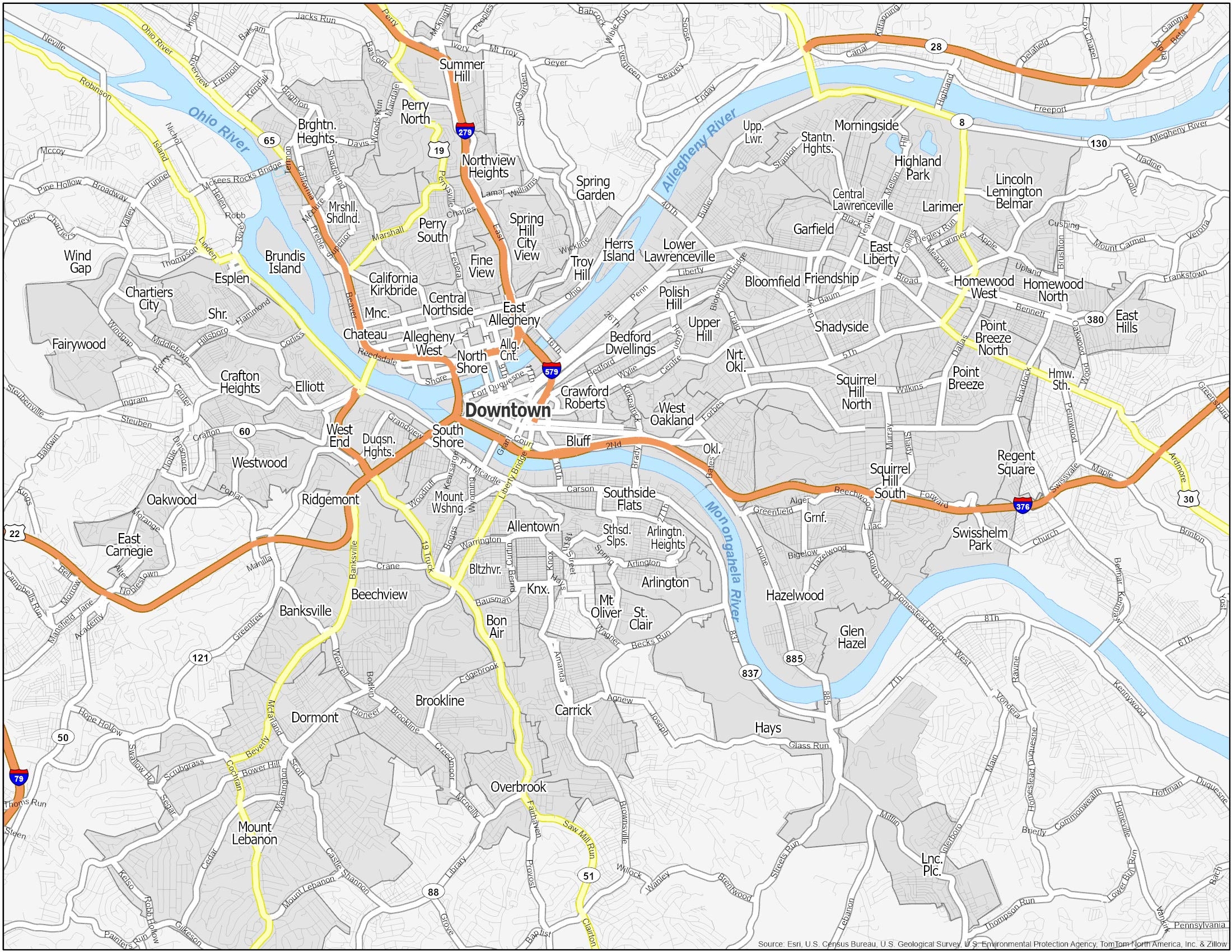 Pittsburgh Neighborhood Map GIS Geography