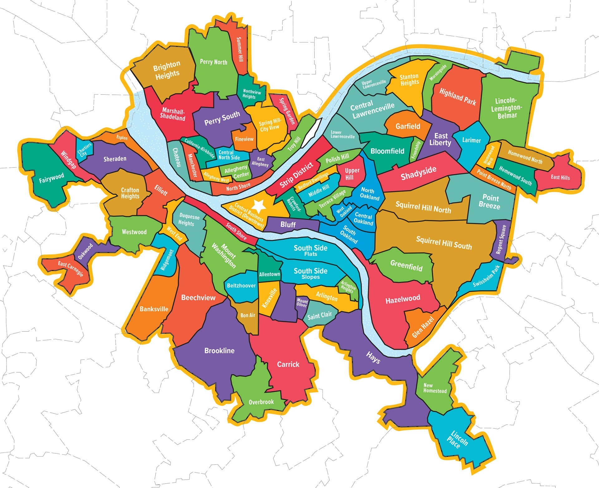 Pittsburgh Neighborhoods Map Visit Pittsburgh Visit Pittsburgh