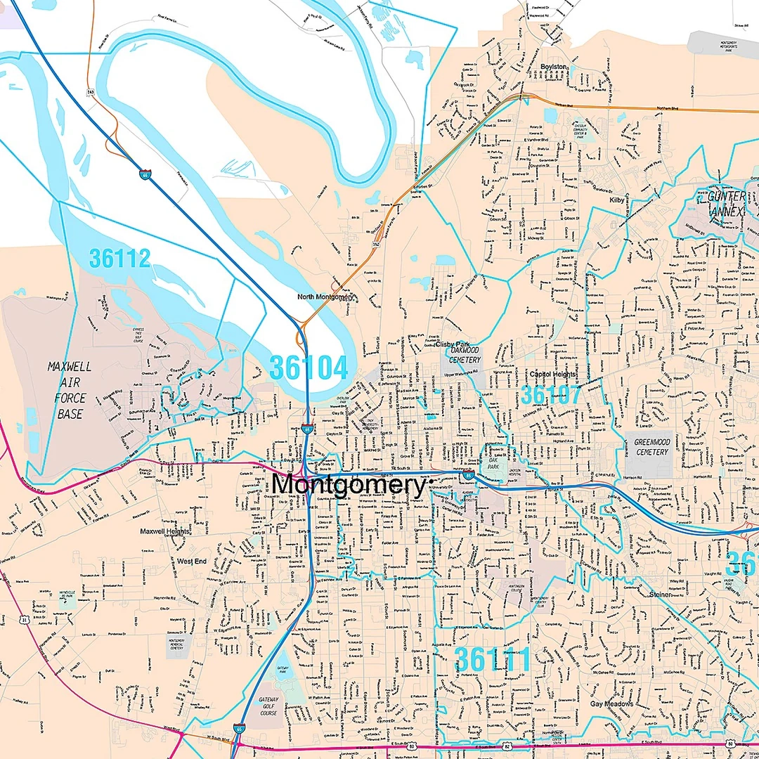 Premium Style Wall Map Of Montgomery AL American Map Store