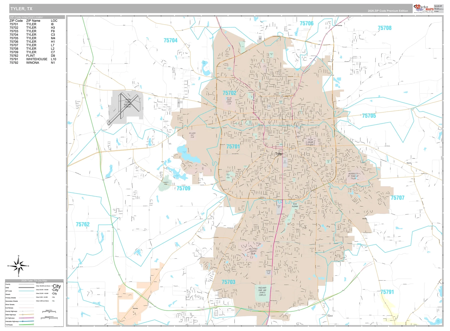 Premium Style Wall Map Of Tyler By Market Maps Texas Map Store Premium Style Wall Map Of Tyler By Market Maps Texas Map Store