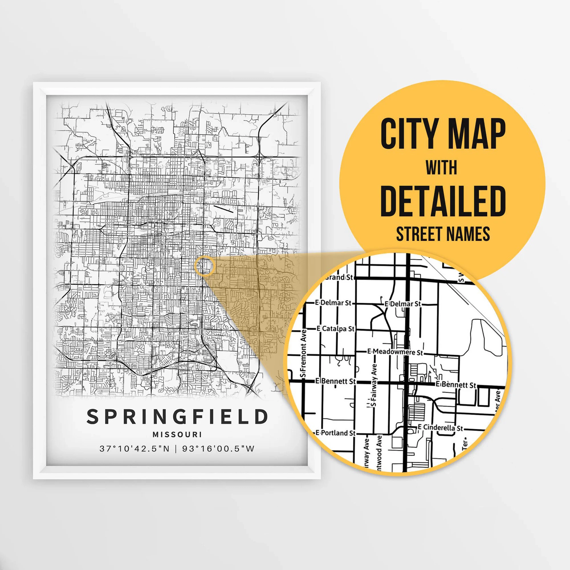 Printable Map Of Springfield Missouri USA With Street Names Instant Download City Map Travel Gift City Poster Road Map Print Etsy Printable Map Of Springfield Missouri USA With Street Names Instant Download City Map Travel Gift City Poster Road Map Print Etsy