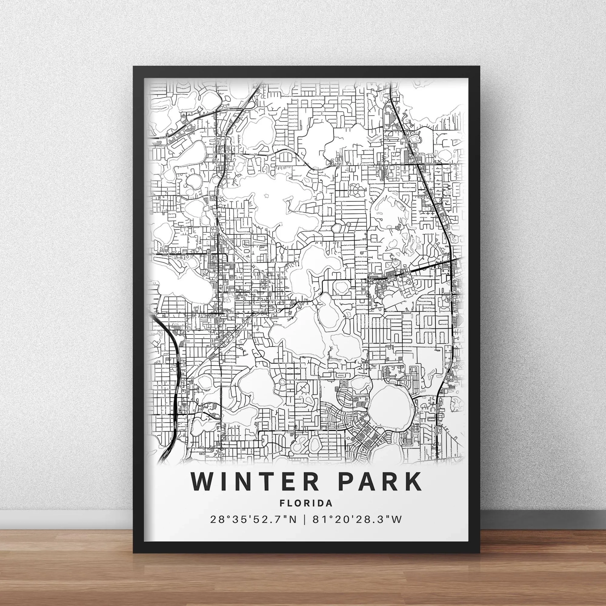 Printable Map Of Winter Park Florida USA With Street Names Instant Download City Map Travel Gift City Poster Road Map Print Etsy
