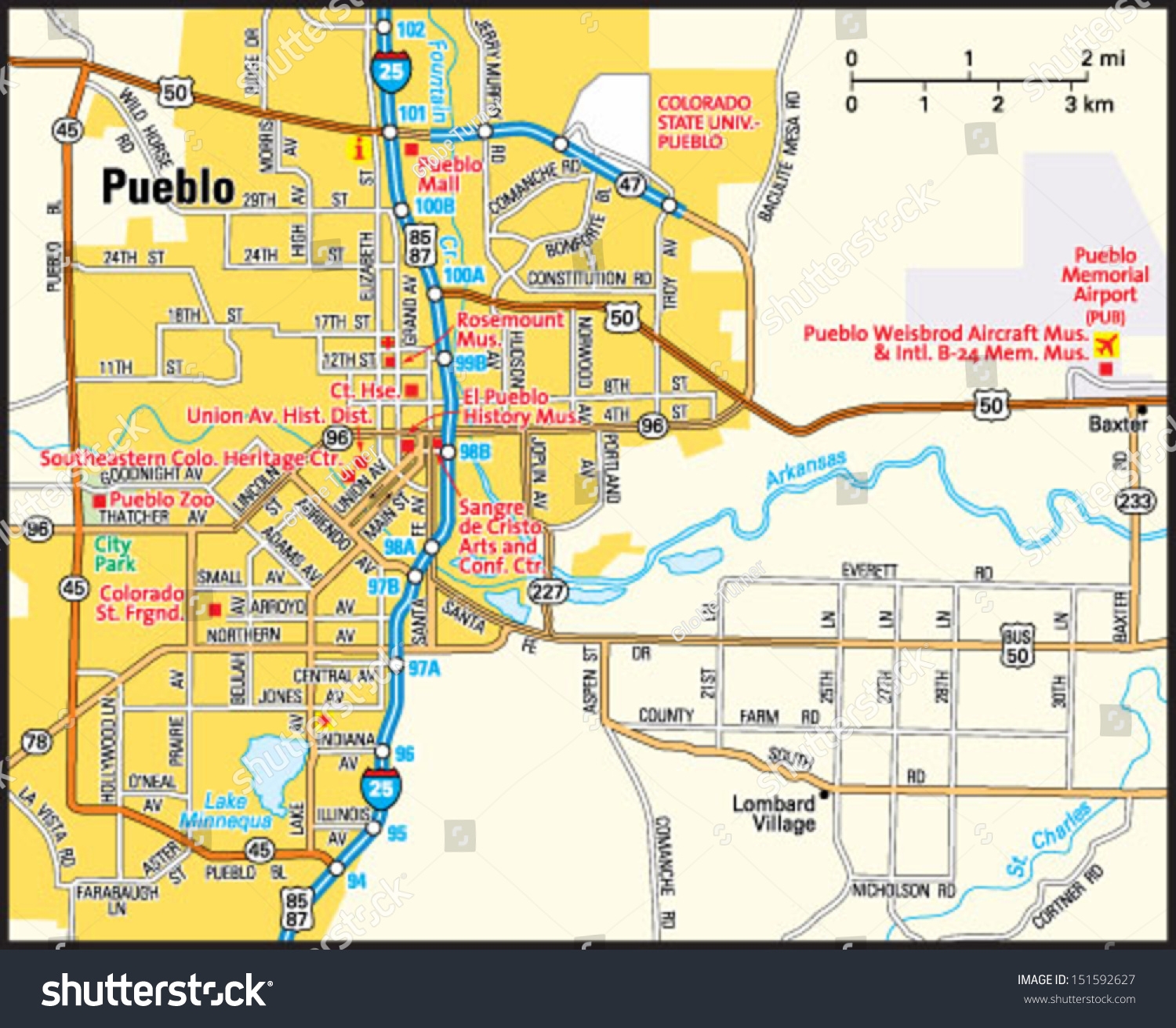 Pueblo Colorado Area Map Stock Vector Royalty Free 151592627 Shutterstock