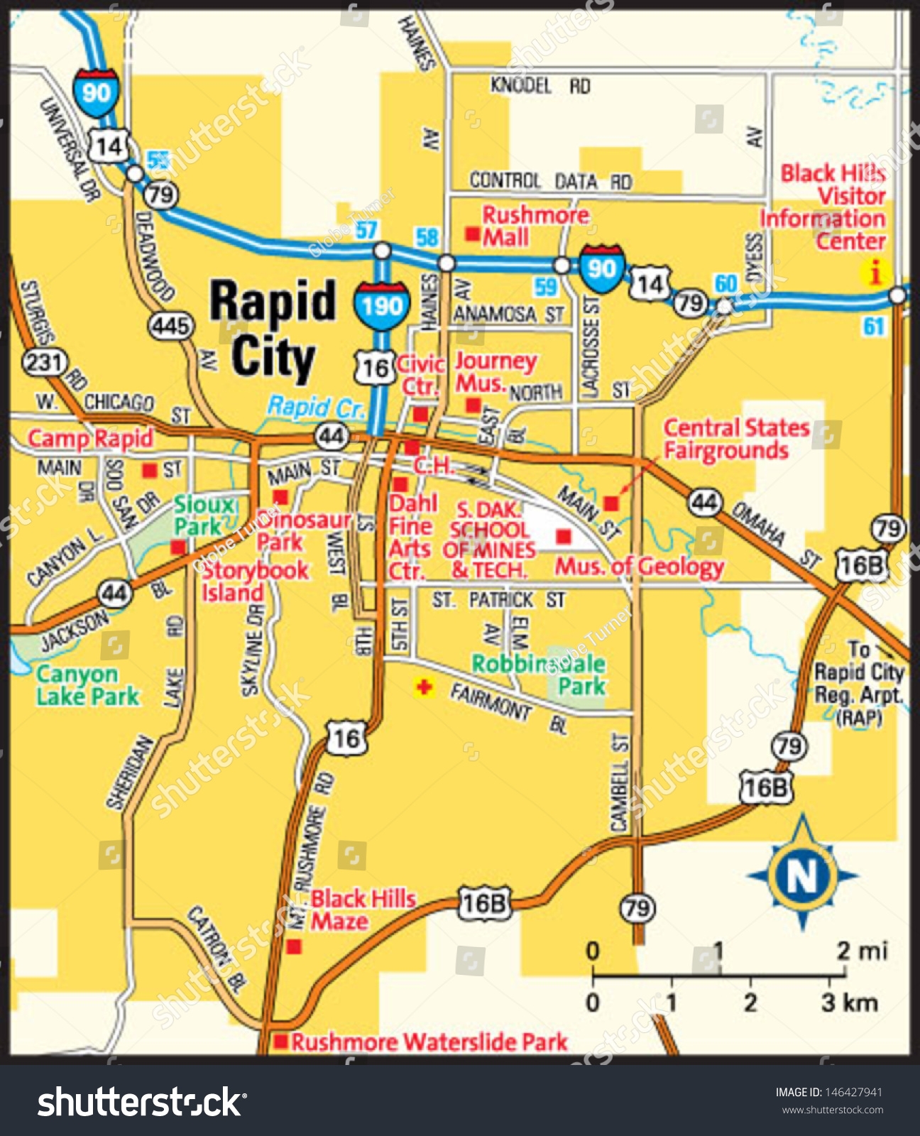 Rapid City South Dakota Area Map Stock Vector Royalty Free 146427941 Shutterstock