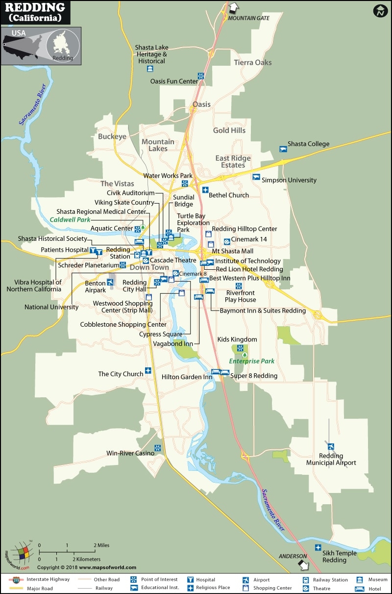 Redding California MapsofWorld Redding California MapsofWorld
