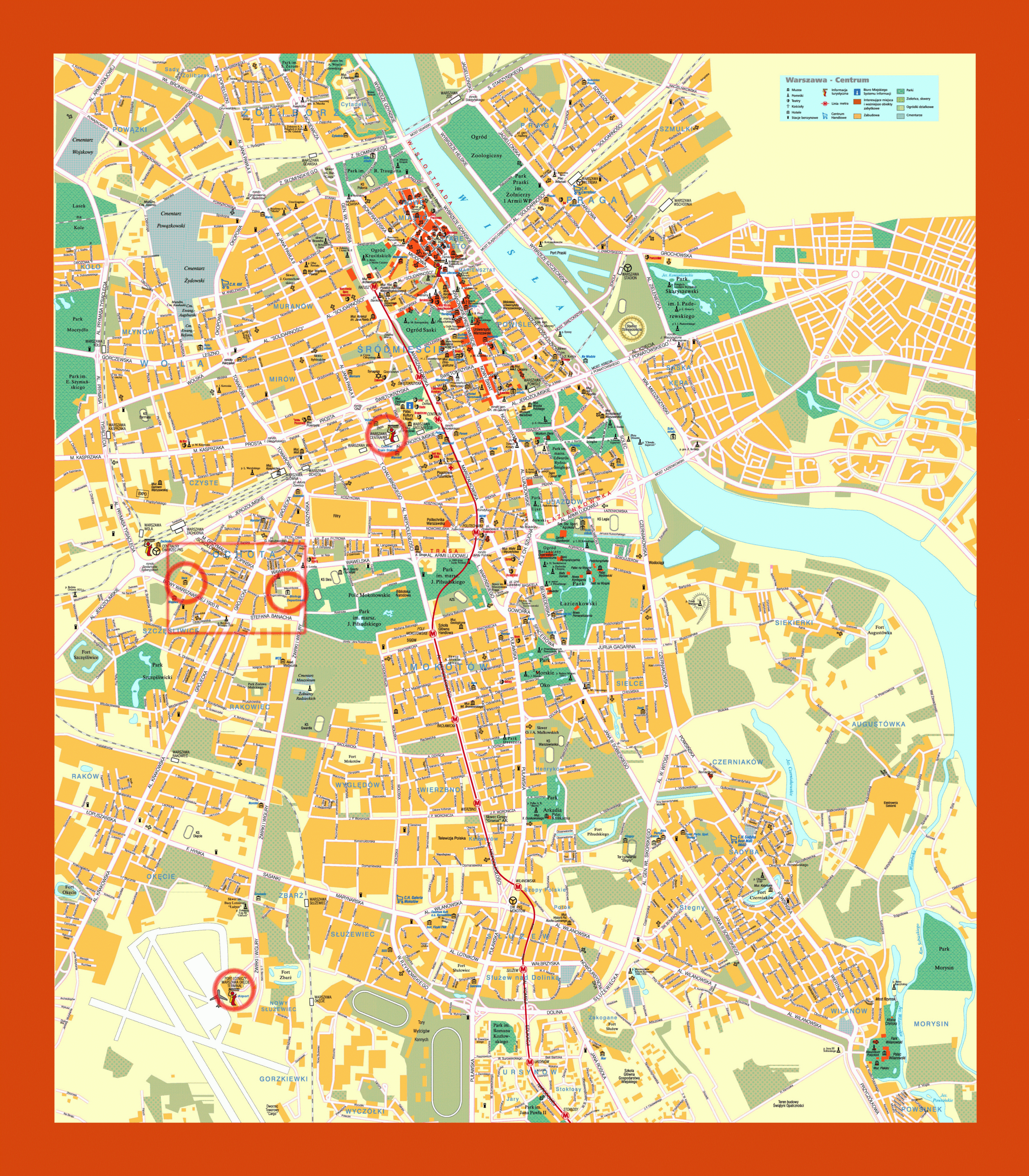 city map of warsaw poland