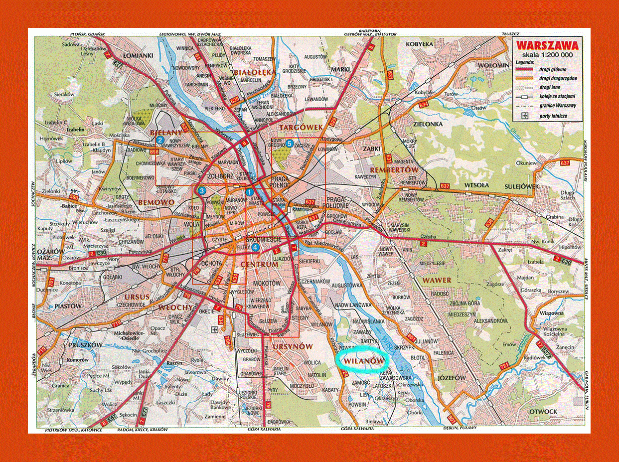 Road Map Of Warsaw City Maps Of Warsaw Maps Of Poland Maps Of Europe GIF Map Maps Of The World In GIF Format Maps Of The Whole World