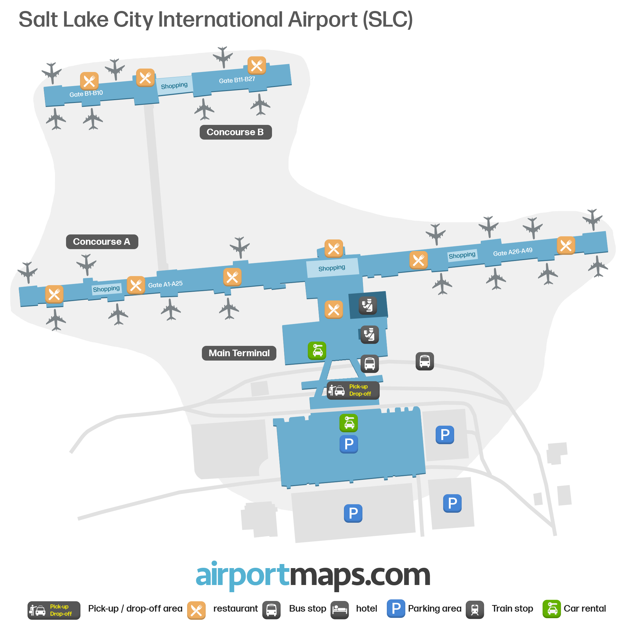 Salt Lake City International Airport SLC Terminal Map Airportmaps