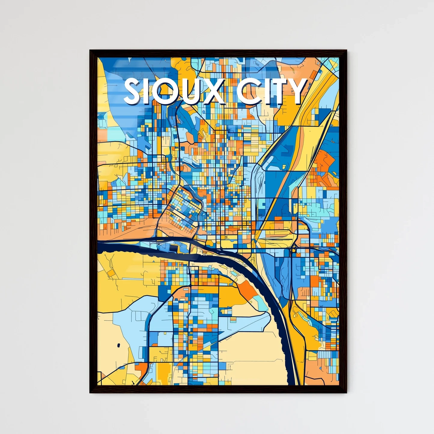 Sioux City Iowa Vibrant Map Poster HEBSTREIT Sioux City Iowa Vibrant Map Poster HEBSTREIT