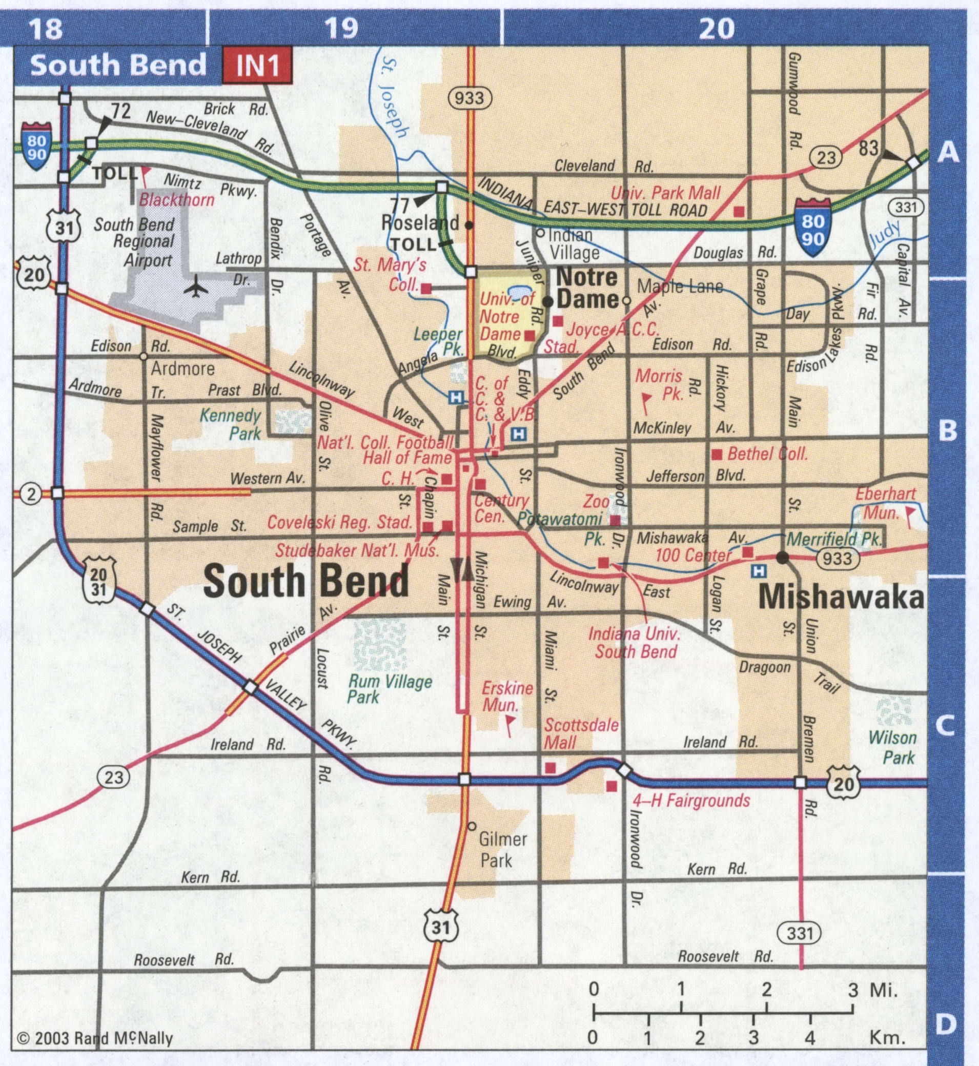 city map of south bend indiana