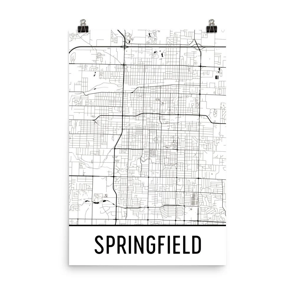 Springfield Missouri Street Map Poster Wall Print By Modern Map Art Springfield Missouri Street Map Poster Wall Print By Modern Map Art