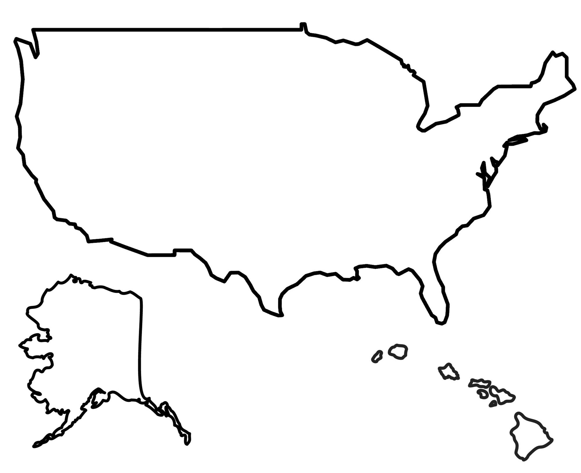united states map without state names printable
