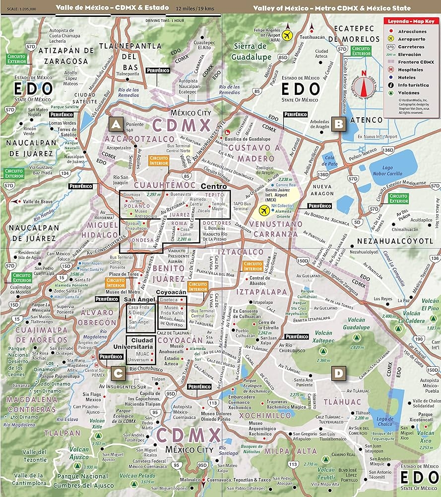 StreetSmart Mexico City Map By VanDam Laminated City Center Street Map Of CDMX W all Attractions Pre hispanic Sites Museums Hotels Restaurants 2026 Edition English And Spanish Edition Stephan Van Dam Illustrator