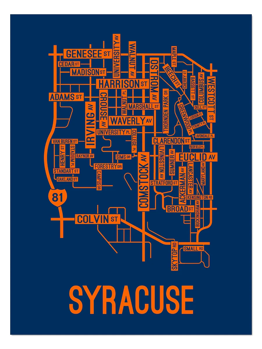 Syracuse New York Street Map School Street Posters