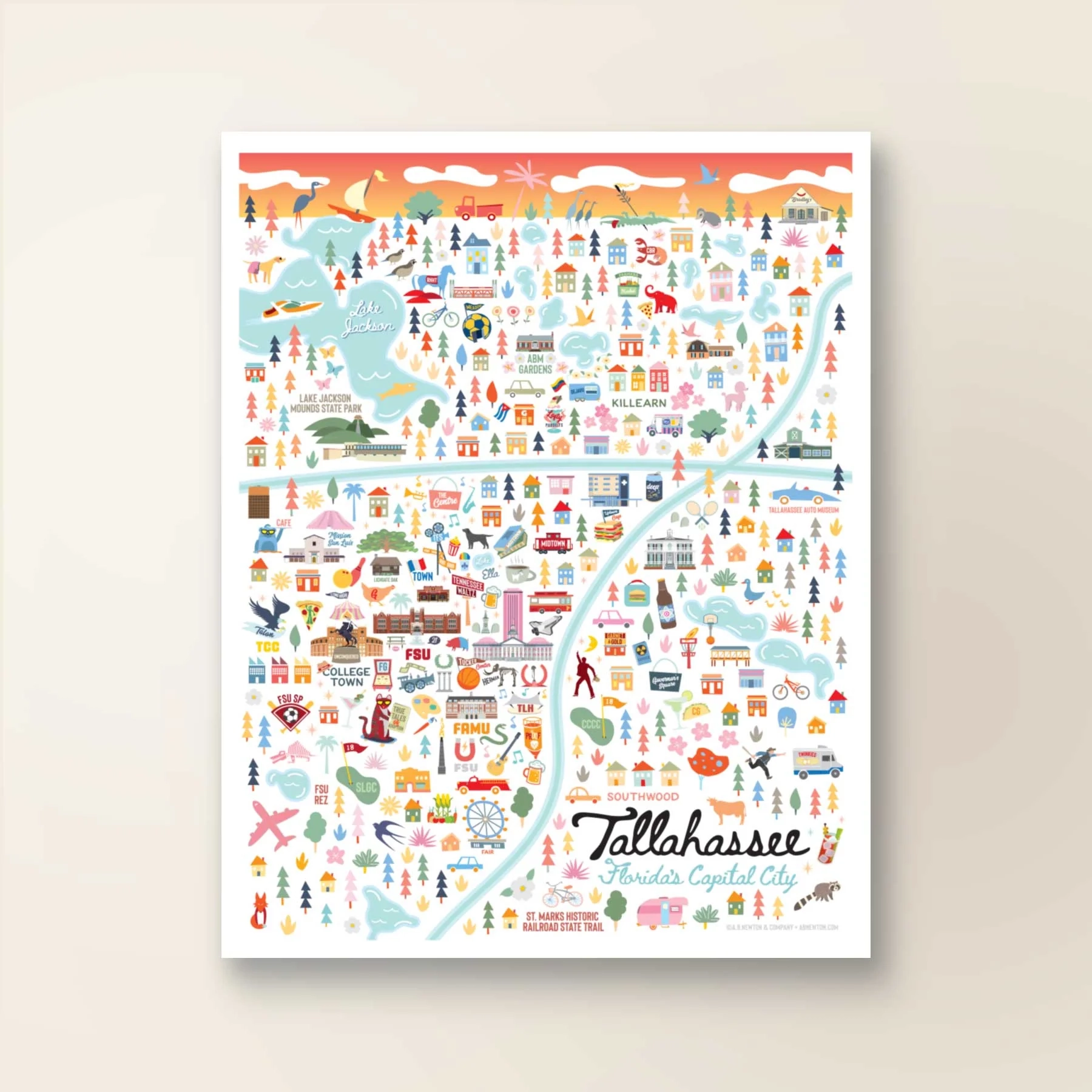 TALLAHASSEE FL City Series Map Art Print