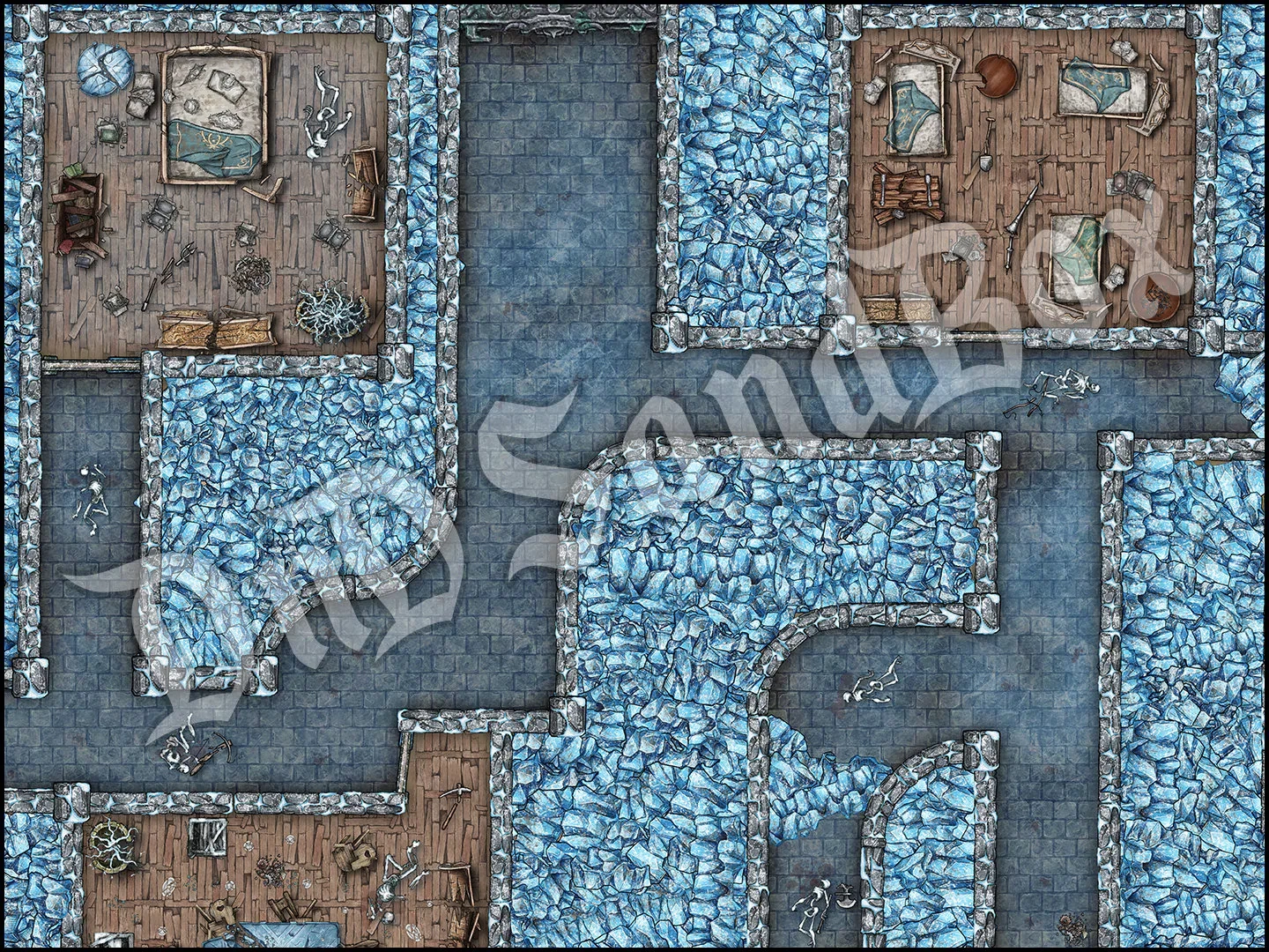 The Frozen City Dungeon Dnd Digital Map Roll20 Dungeons And Dragons TTRPG Battle Map Etsy