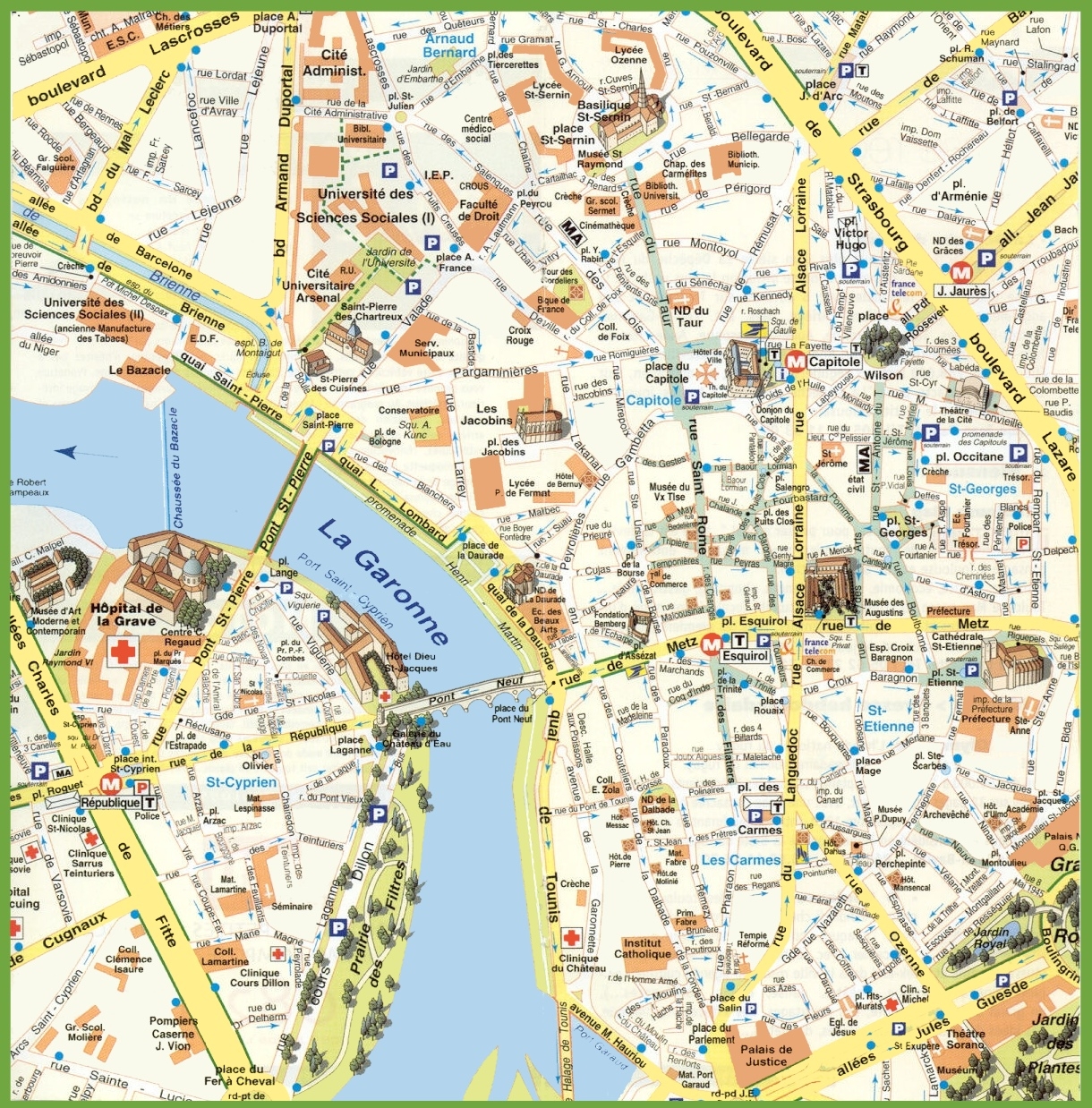 Toulouse City Centre Map Ontheworldmap Toulouse City Centre Map Ontheworldmap