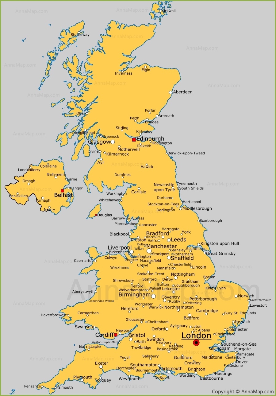 United Kingdom Cities Map Cities And Towns In UK AnnaMap