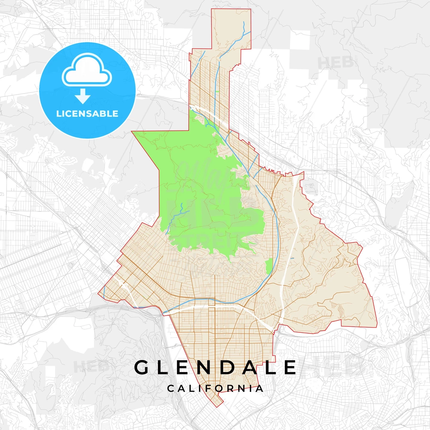 Vector Map Of Glendale California Usa HEBSTREITS Vector Map Of Glendale California Usa HEBSTREITS