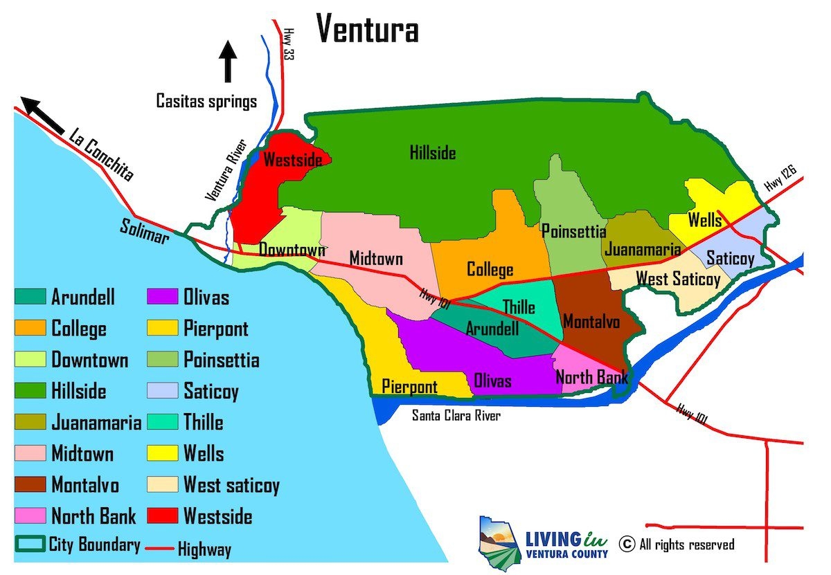 Ventura CA Neighborhoods Local Guide Map Ventura CA Neighborhoods Local Guide Map
