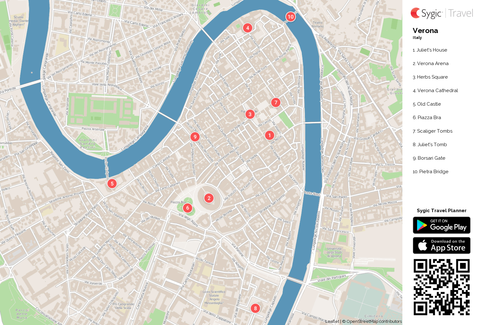Verona Printable Tourist Map