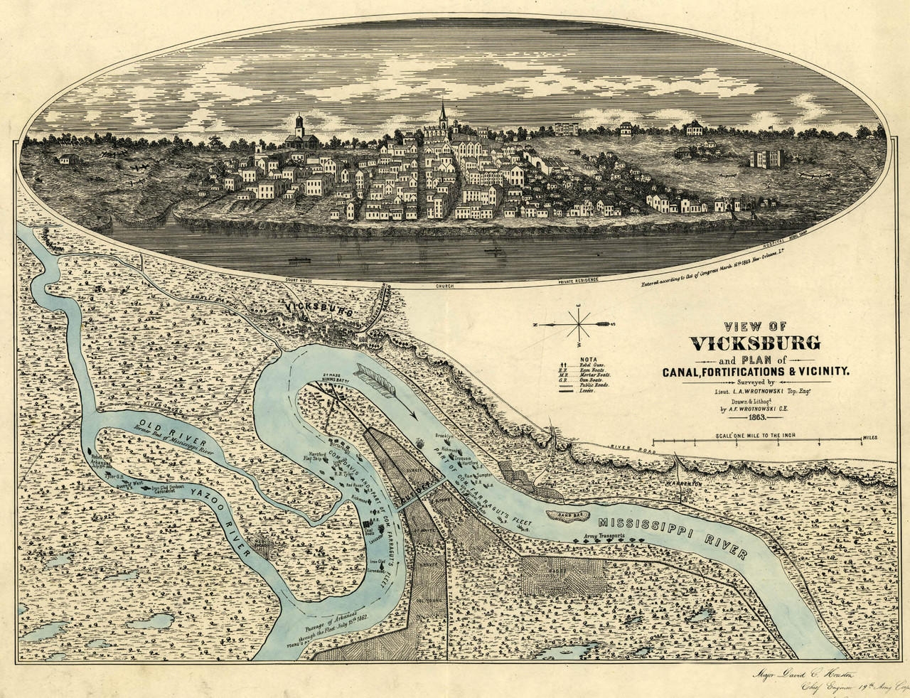 Vicksburg MS Vintage Map Print 1863 World Maps Online
