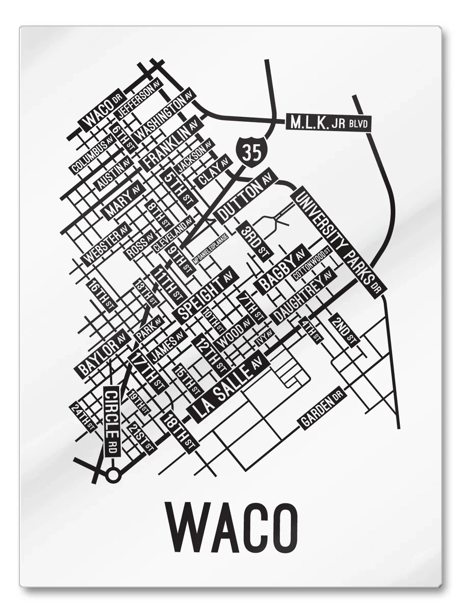 Waco Texas Street Map School Street Posters Waco Texas Street Map School Street Posters