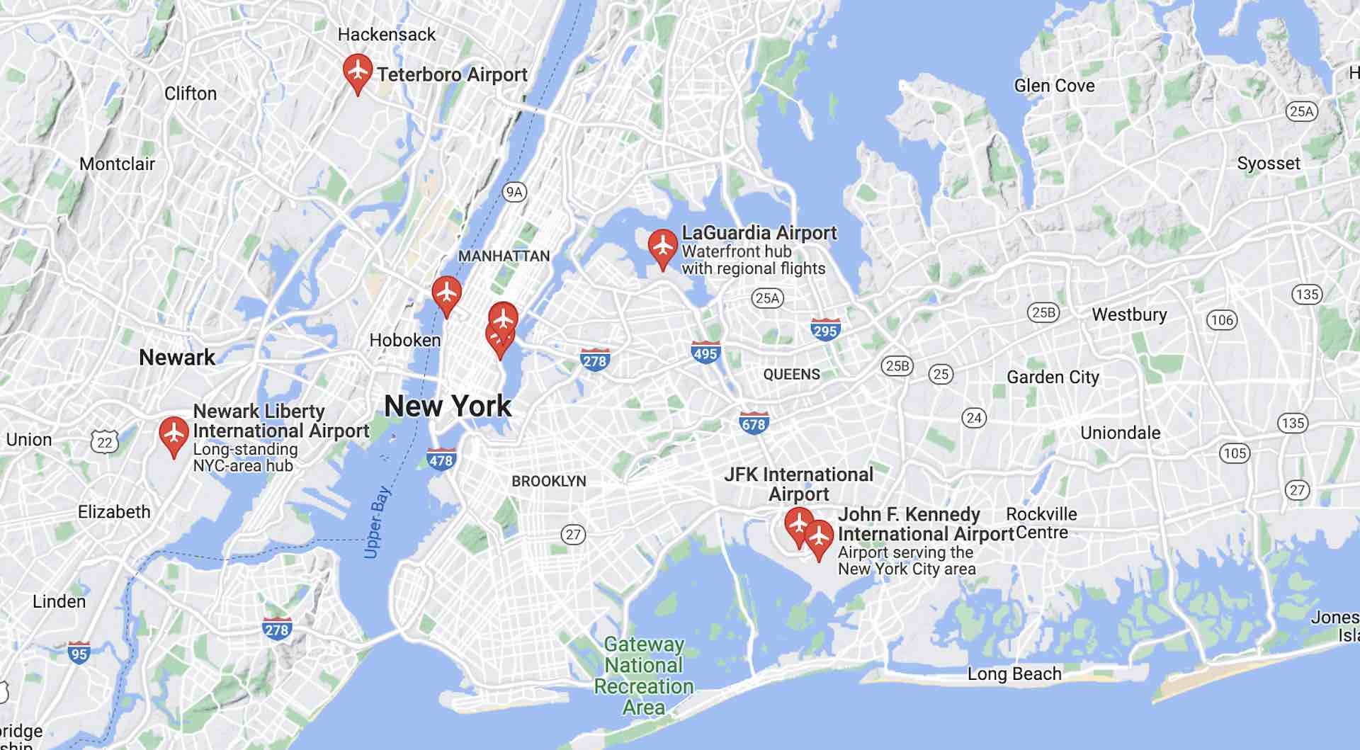 new york city airports map new york city airports map