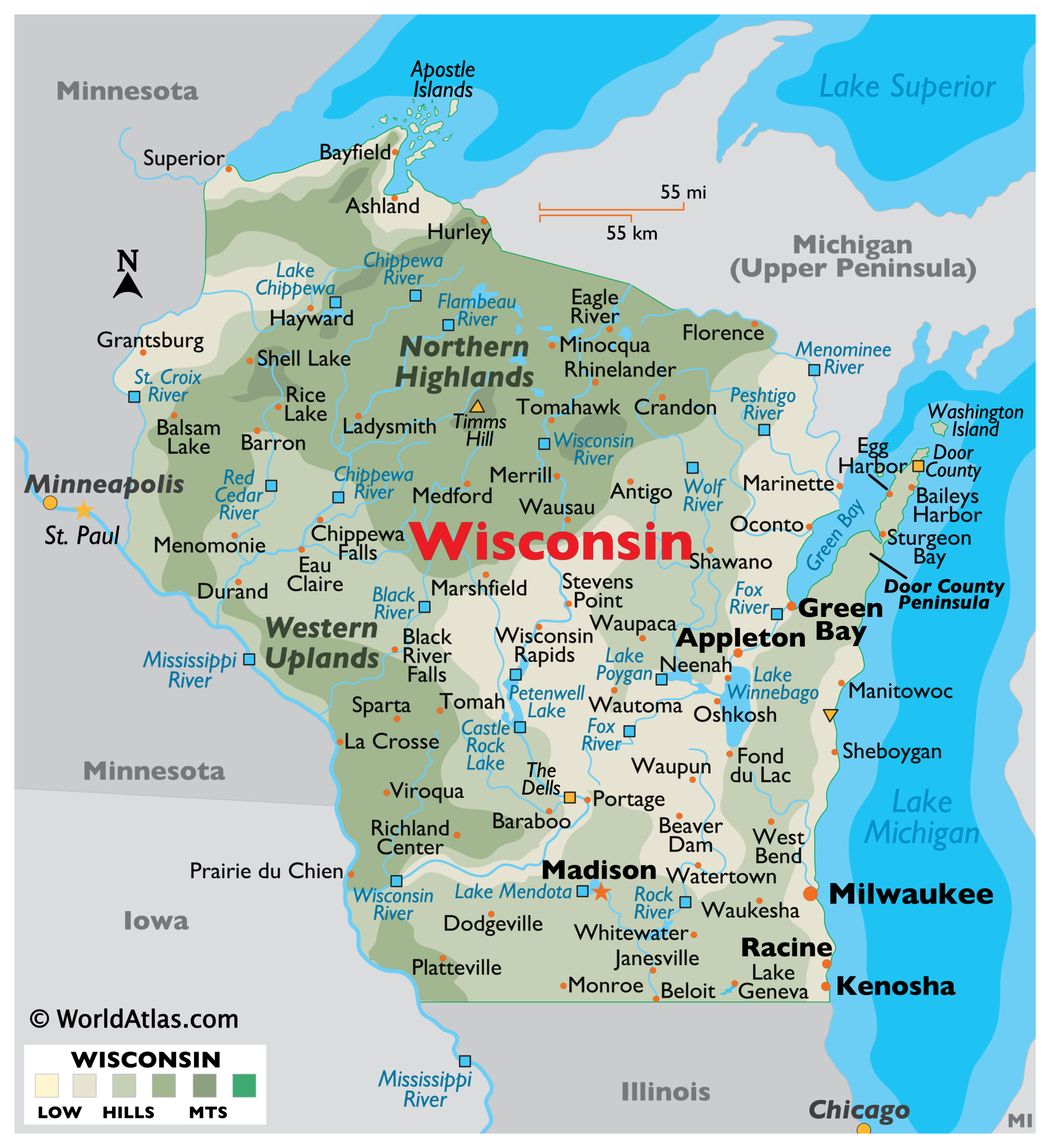 Wisconsin Maps Facts World Atlas Wisconsin Maps Facts World Atlas