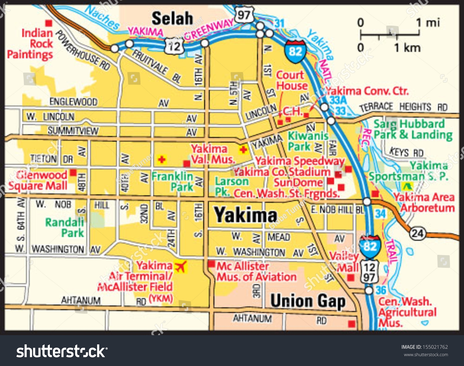 Yakima Washington Area Map Stock Vector Royalty Free 155021762 Shutterstock