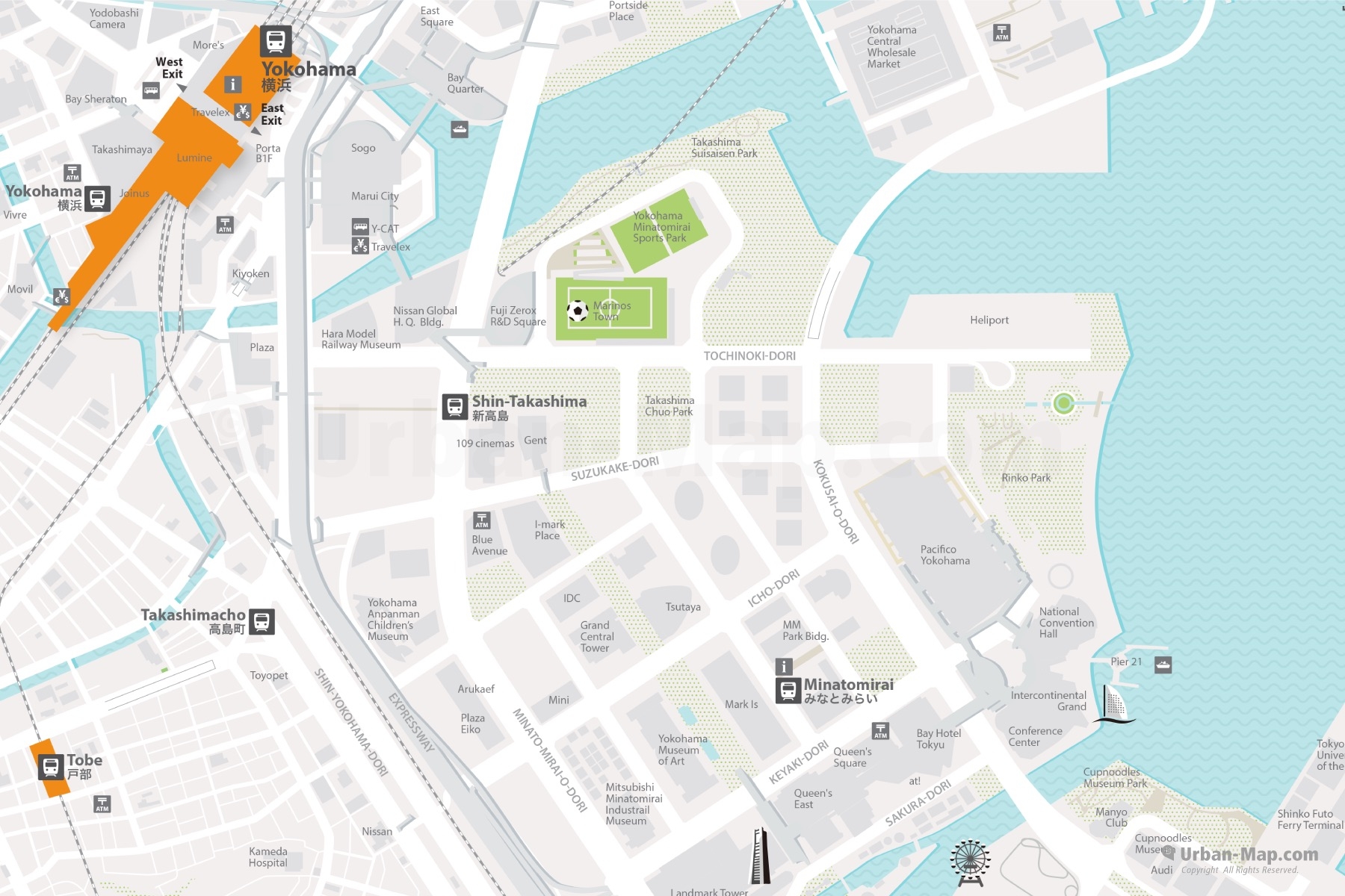 Yokohama City Map City Area Map Your Free Wifi Access